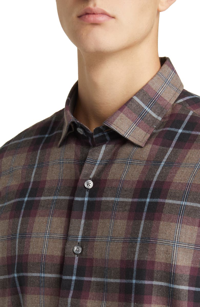 Scott Barber Plaid Cotton & Wool Button-Up Shirt, Alternate, color,