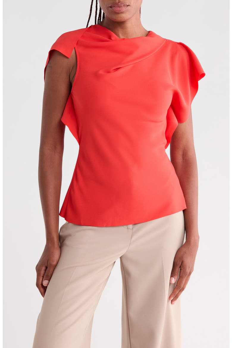 Natalie Drape Neck Shell, Main, color, ORANGE