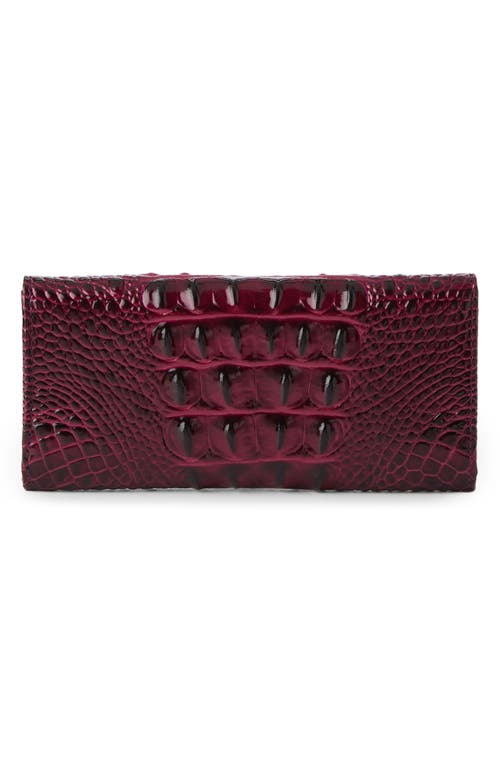 Brahmin Veronica Croc Embossed Leather Wallet In Burgundy