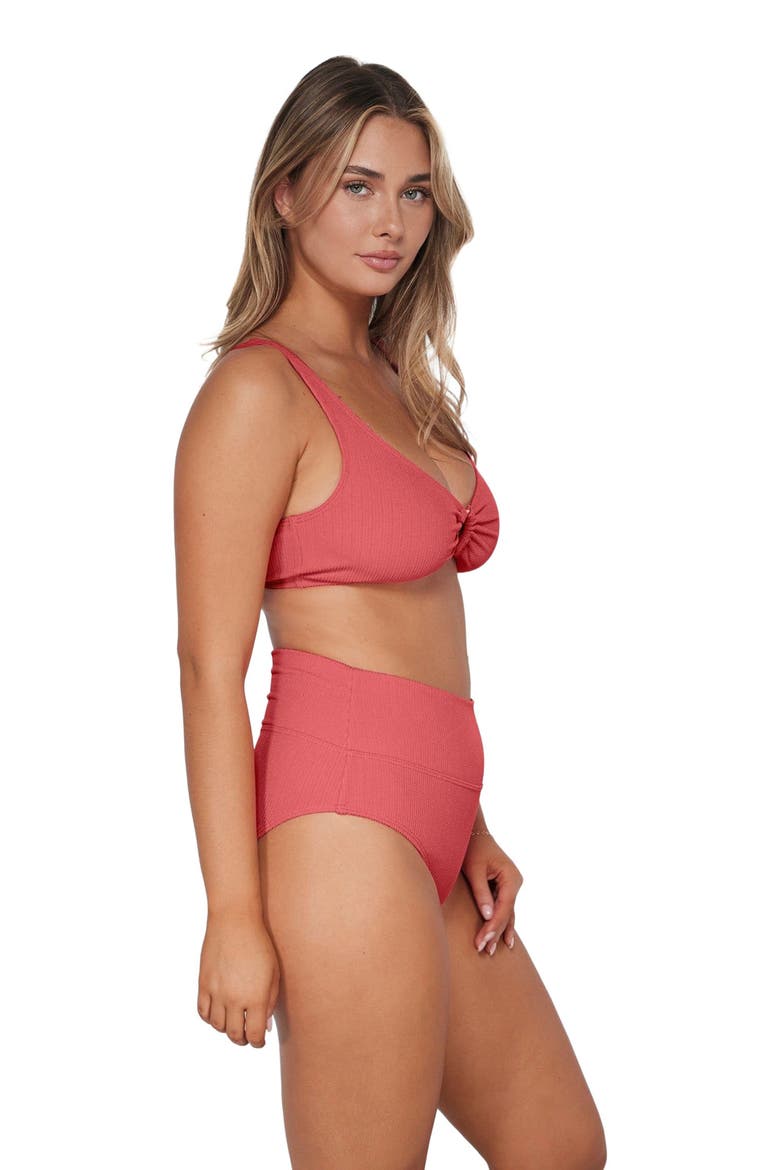 Hannah High Waist Bikini Swim Bottoms, Alternate, color, Hibiscus Tea