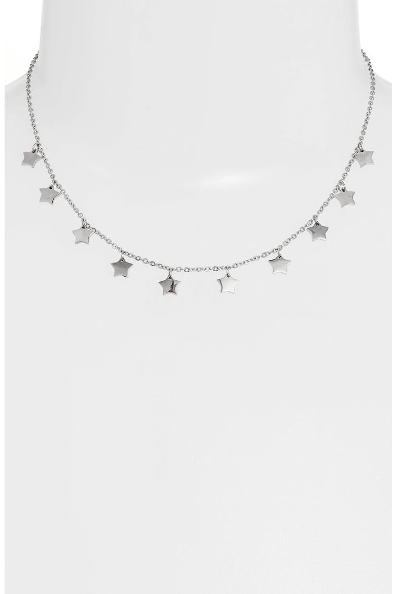 Stars Charm Necklace, Alternate, color, RHODIUM SILVER