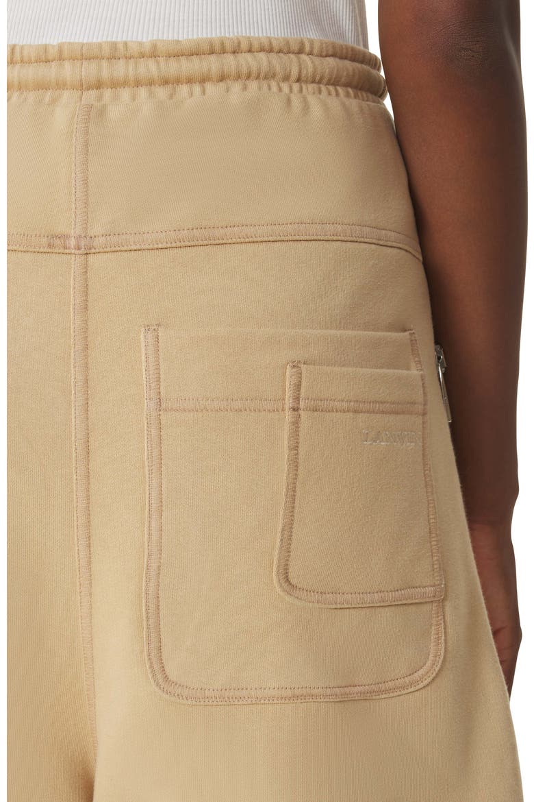 White Cotton Bermuda Shorts, Alternate, color, Sand