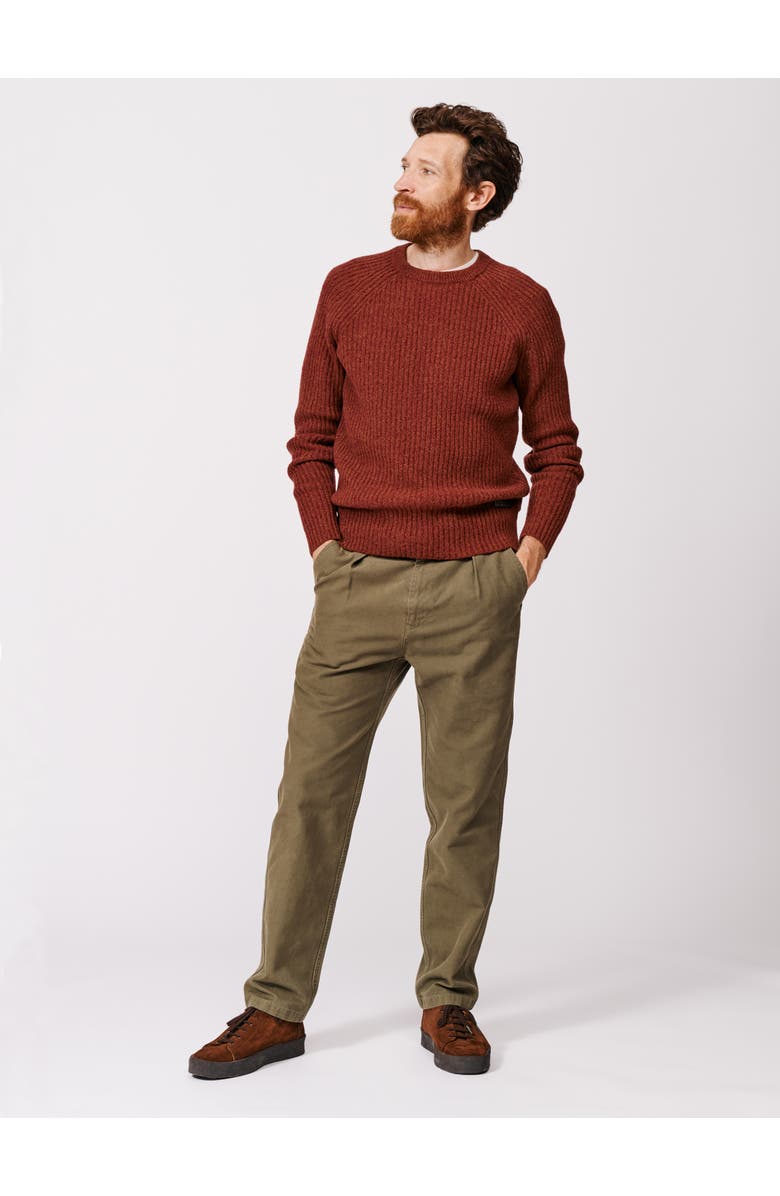 Aubin Ray Fisherman Rib Crew Neck Sweater, Alternate, color, Rust Mix