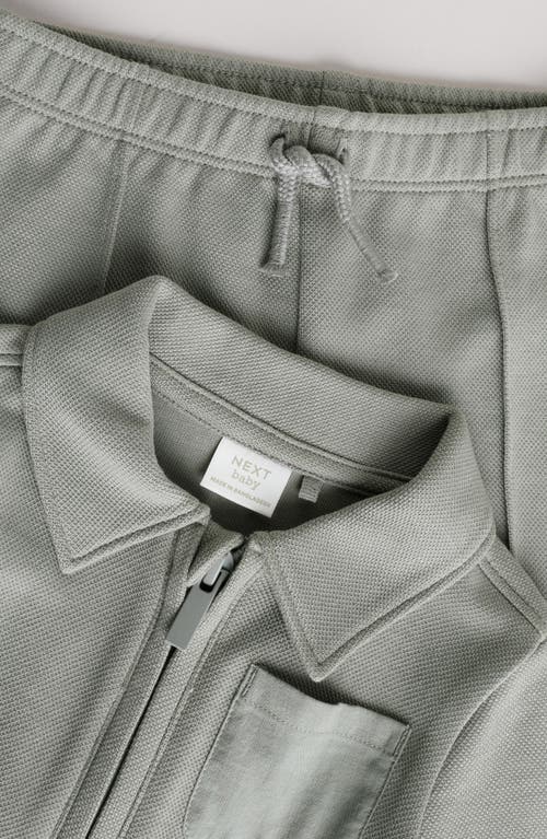 Next Half Zip Polo & Pleated Pants Set In Gray