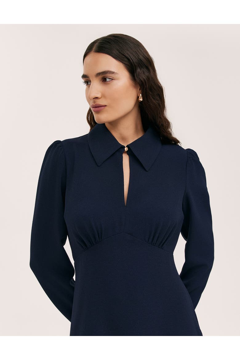 Sabine Long Sleeve Collared Short Dress, Alternate, color, Navy