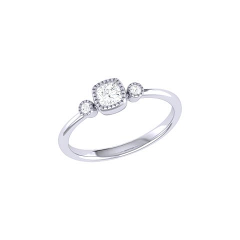 Cushion Cut Natural Diamonds Birthstone Ring in 14K Gold