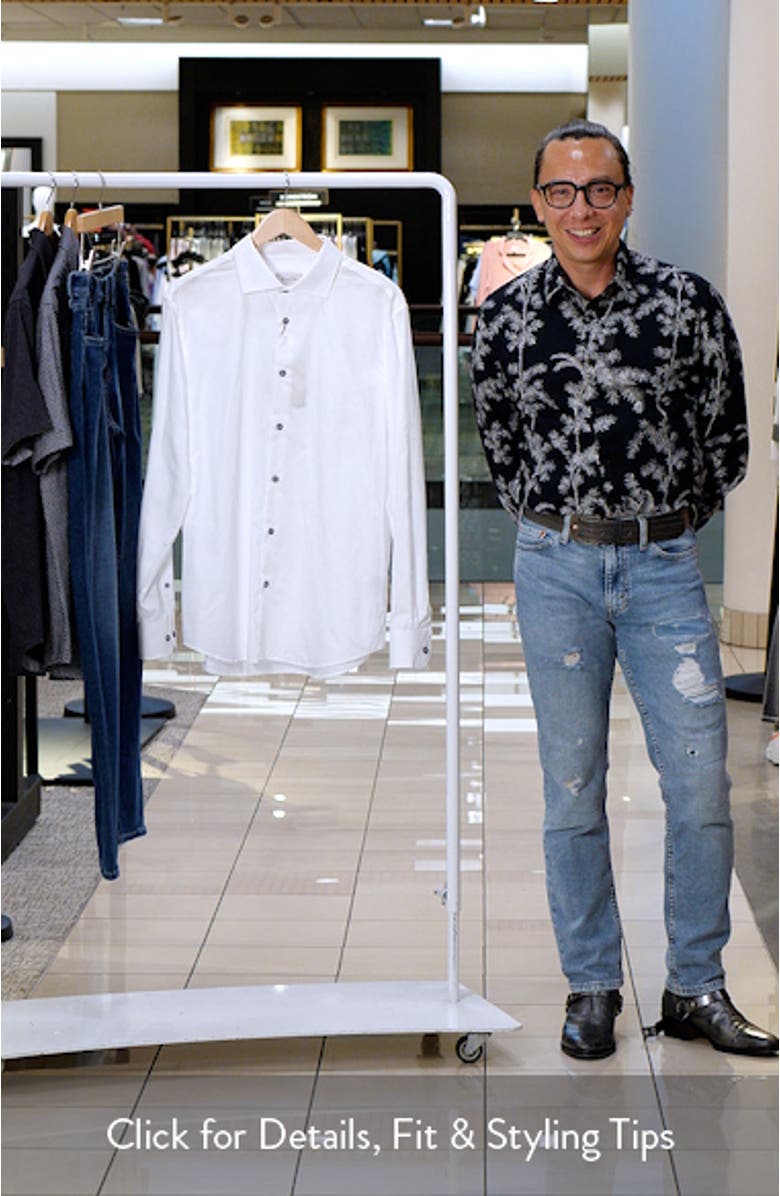 Axel Floral Jacquard Shaped Fit Button-Up Shirt, sales video thumbnail