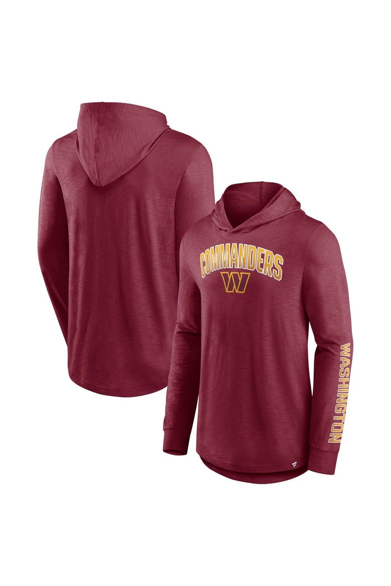 Men's Fanatics Branded Burgundy Washington Commanders Front Runner Long Sleeve Hooded T-Shirt, Alternate, color, Burgundy