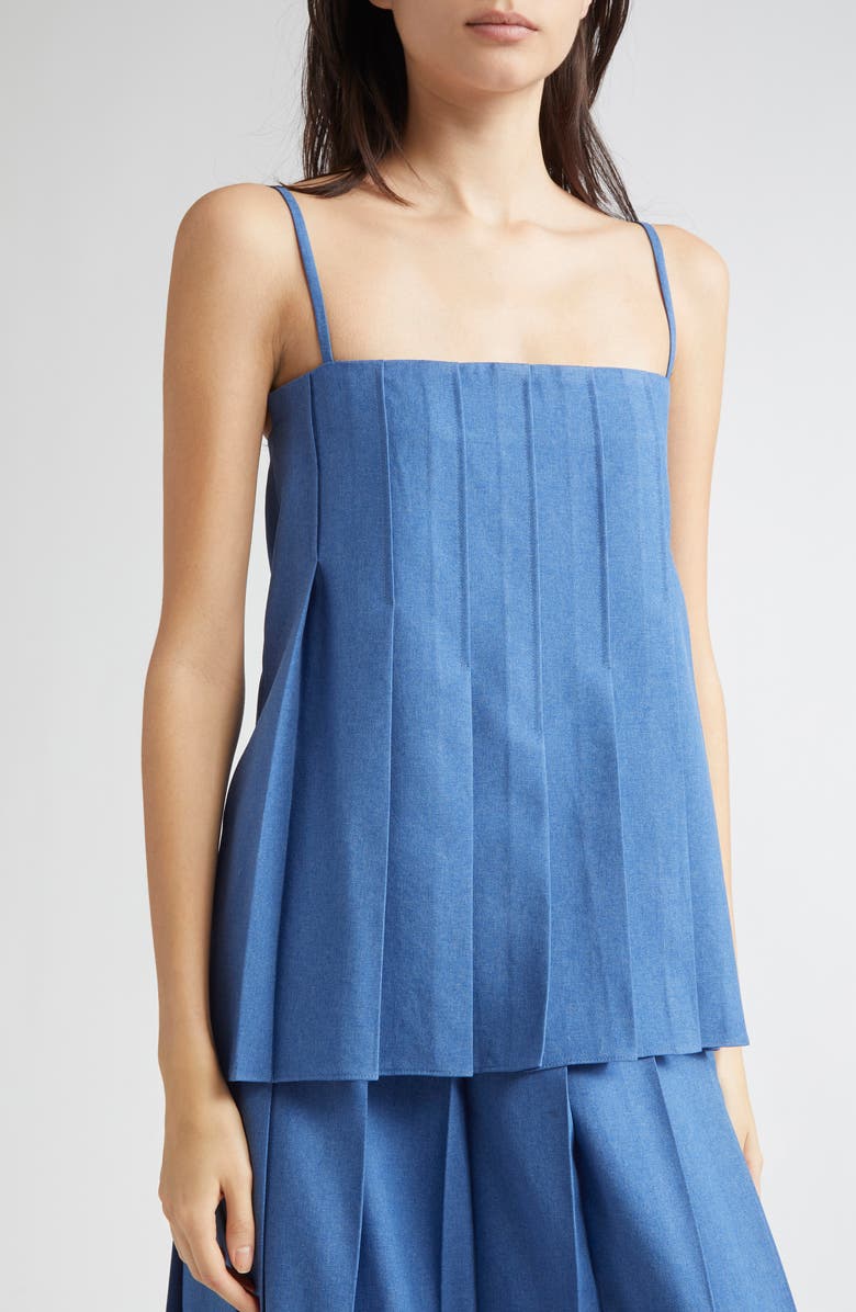 EENK Pleated Sleeveless Top, Alternate, color, Blue Polyester