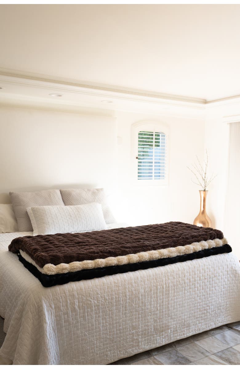 Sea To Me Blankets LA Escapade Faux Fur Throw Blanket, Alternate, color, Obsidian