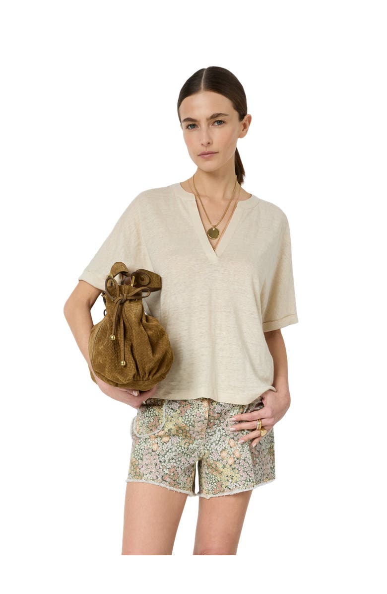 GERARD DAREL Miora Linen V-Neck T-Shirt, Main, color, Natural