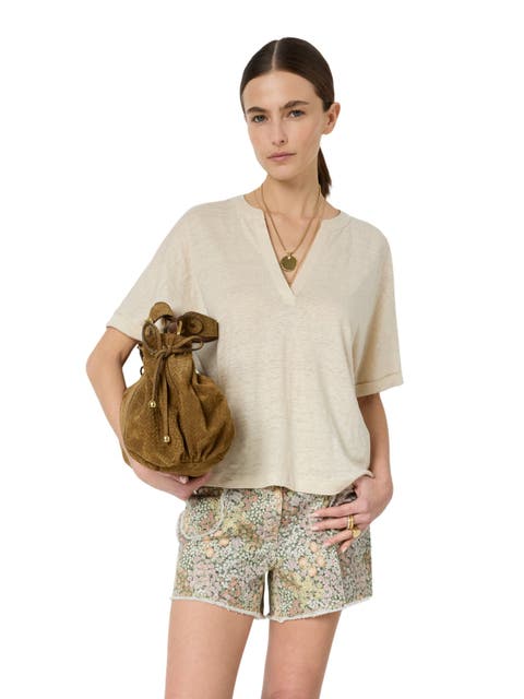 Miora Linen V-Neck  T-Shirt