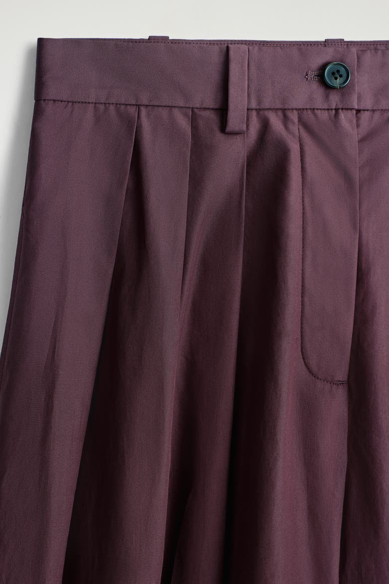 Pleated Cotton Pants, Alternate, color, BORDEAUX