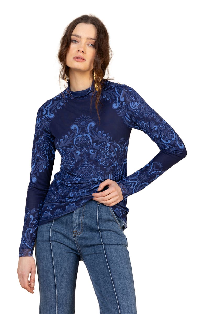 Hale Bob Aubrielle Stretch Top, Alternate, color, Navy