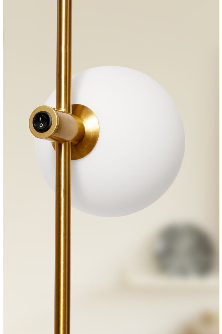 Equinox 62" LED Modern Sconce Wall Lamp with Glass Globe Shades, Alternate, color, Antique Brass