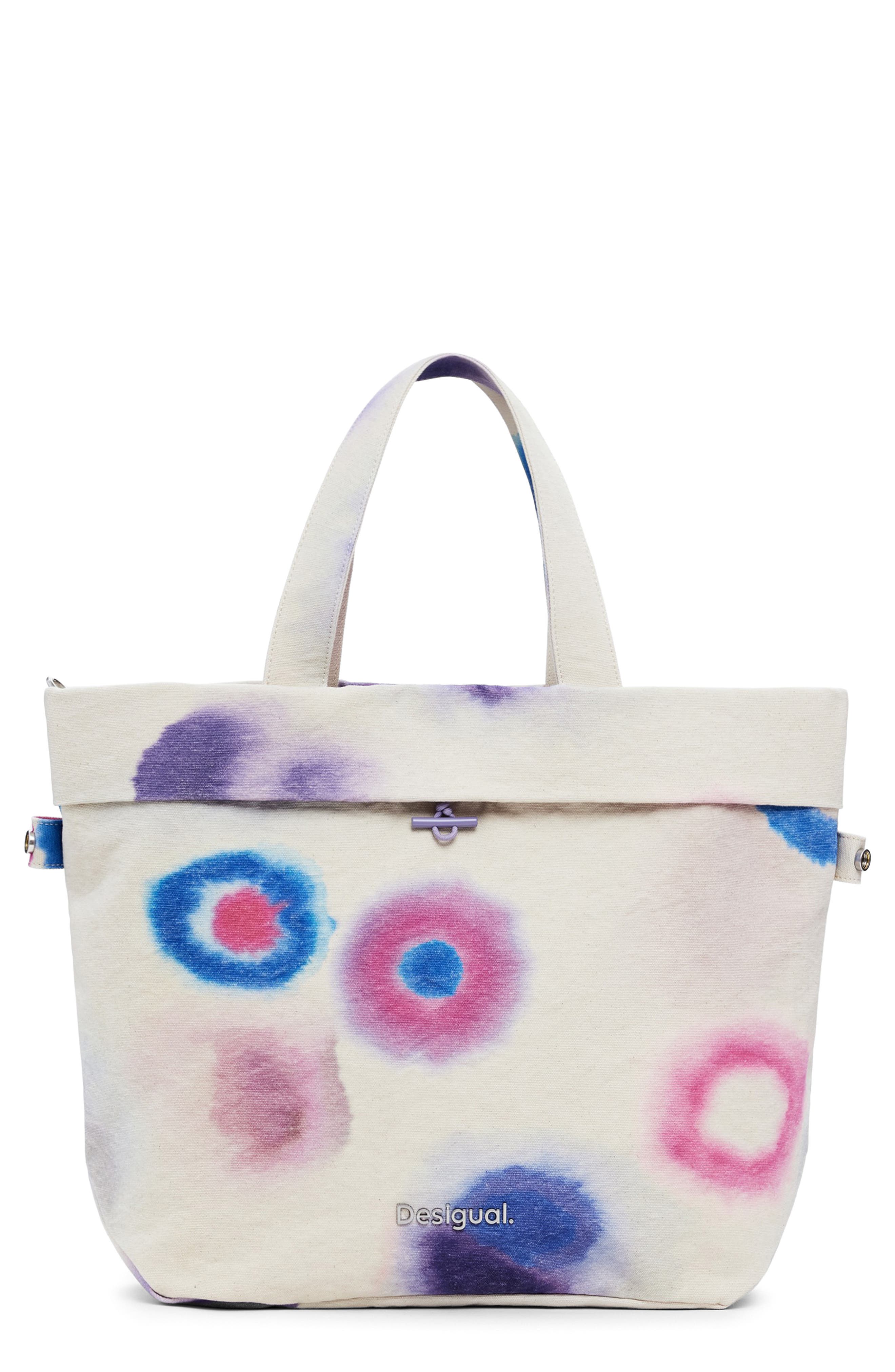 Desigual Print Canvas Shopper, Main, color, Lilac