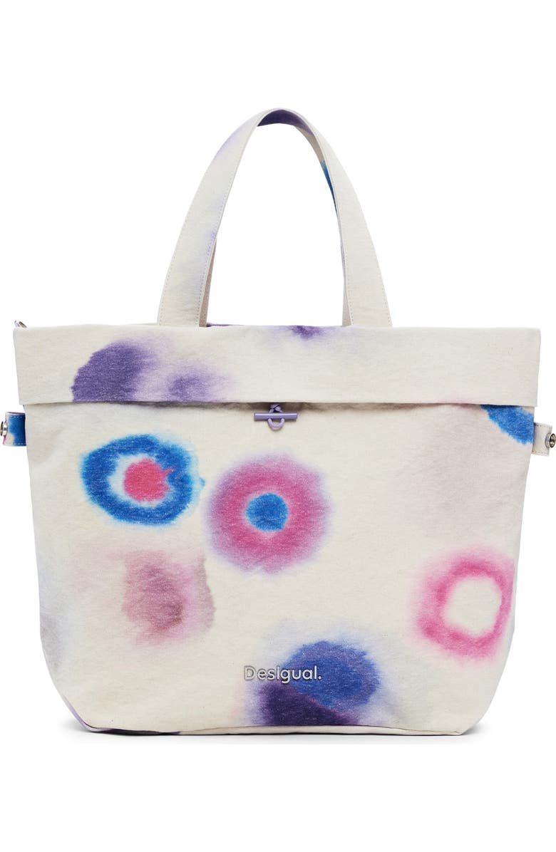 Desigual Print Canvas Shopper, Main, color, Lilac