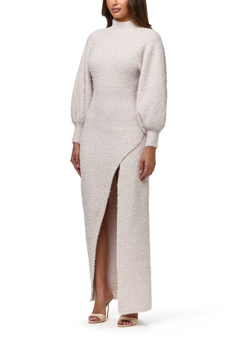 Fuzzy Knit Maxi Dress, Alternate, color, BONE