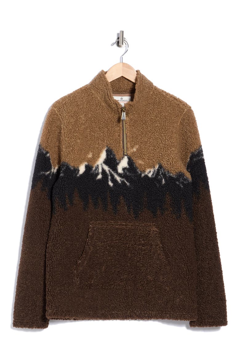 Mountain Print Quarter Zip High-Pile Fleece Pullover, Main, color, DELICIOSO