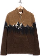 Rainforest Mountain Print Quarter Zip High-Pile Fleece Pullover