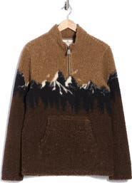 Rainforest Mountain Print Quarter Zip High-Pile Fleece Pullover