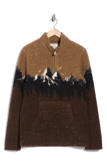 Rainforest Mountain Print Quarter Zip High-pile Fleece Pullover In Delicioso
