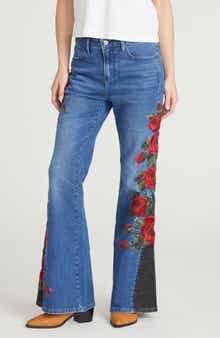Driftwood Fab Farrah Midnight Rose Wide Leg Jeans