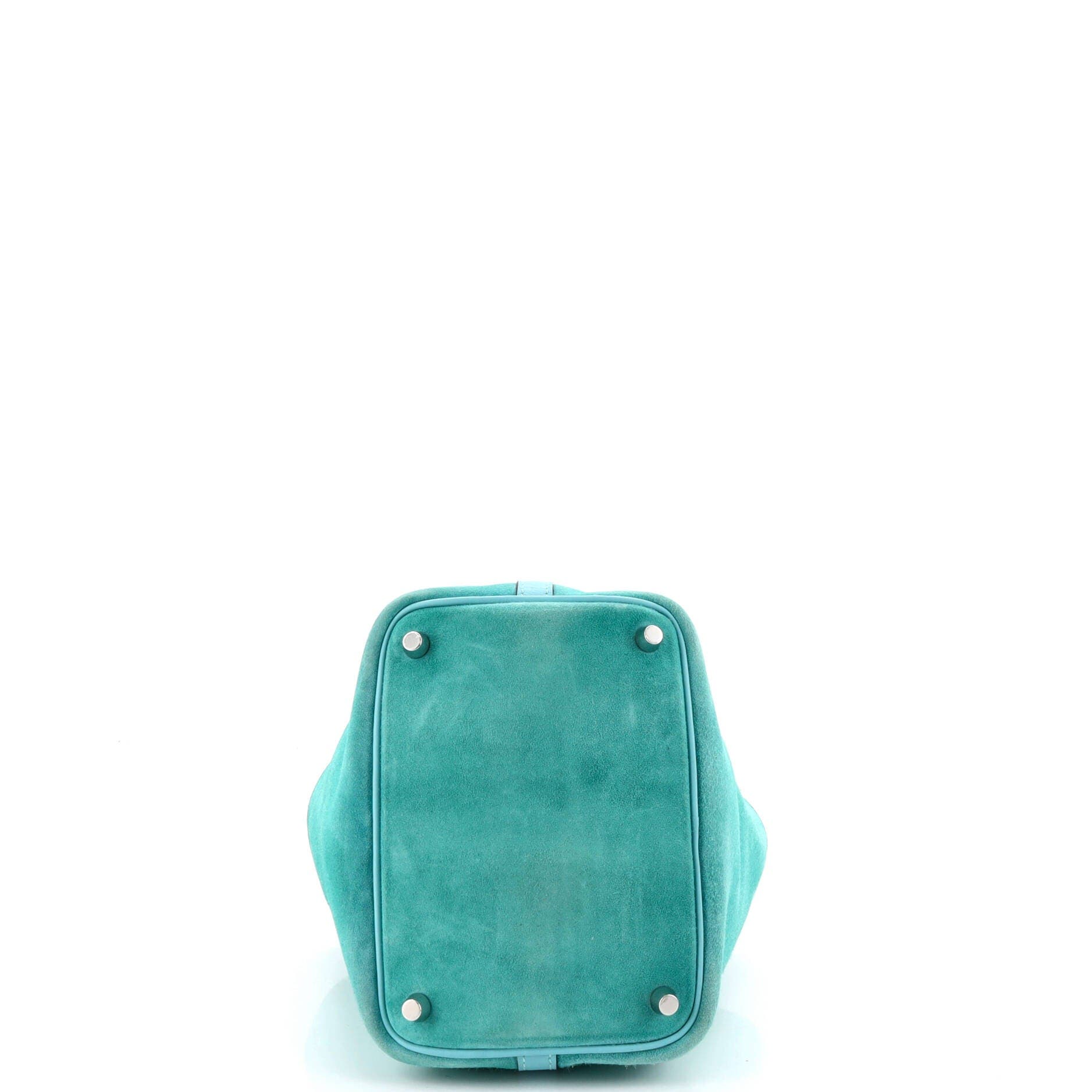 Pre-Owned Hermes Picotin Lock Bag Doblis Suede and Swift PM, Alternate, color, Bleu Atoll