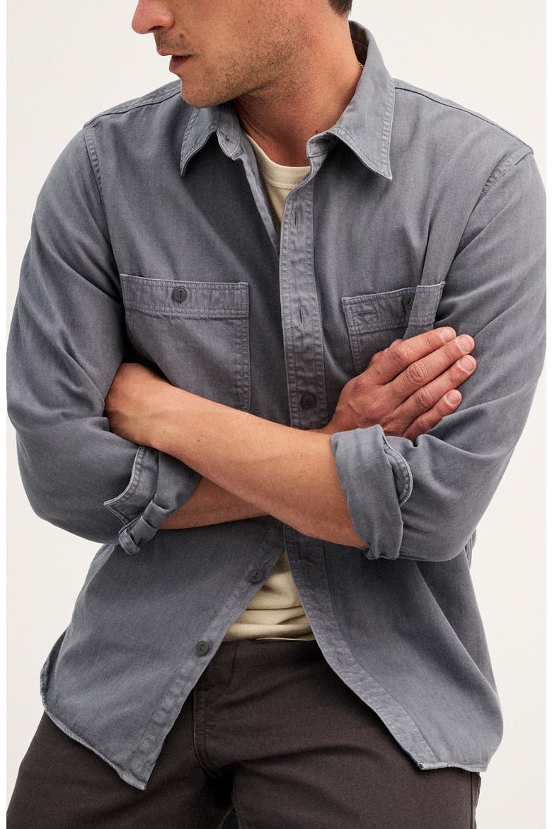 Cotton Button-Up Work Shirt, Alternate, color, CHALKED MIDNIGHT