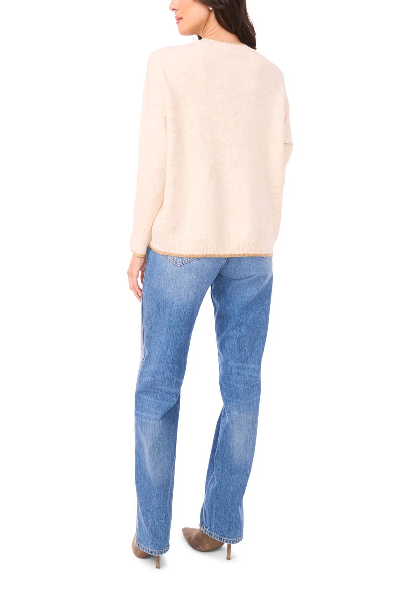 Tipped Crewneck Sweater, Alternate, color, OATMEAL