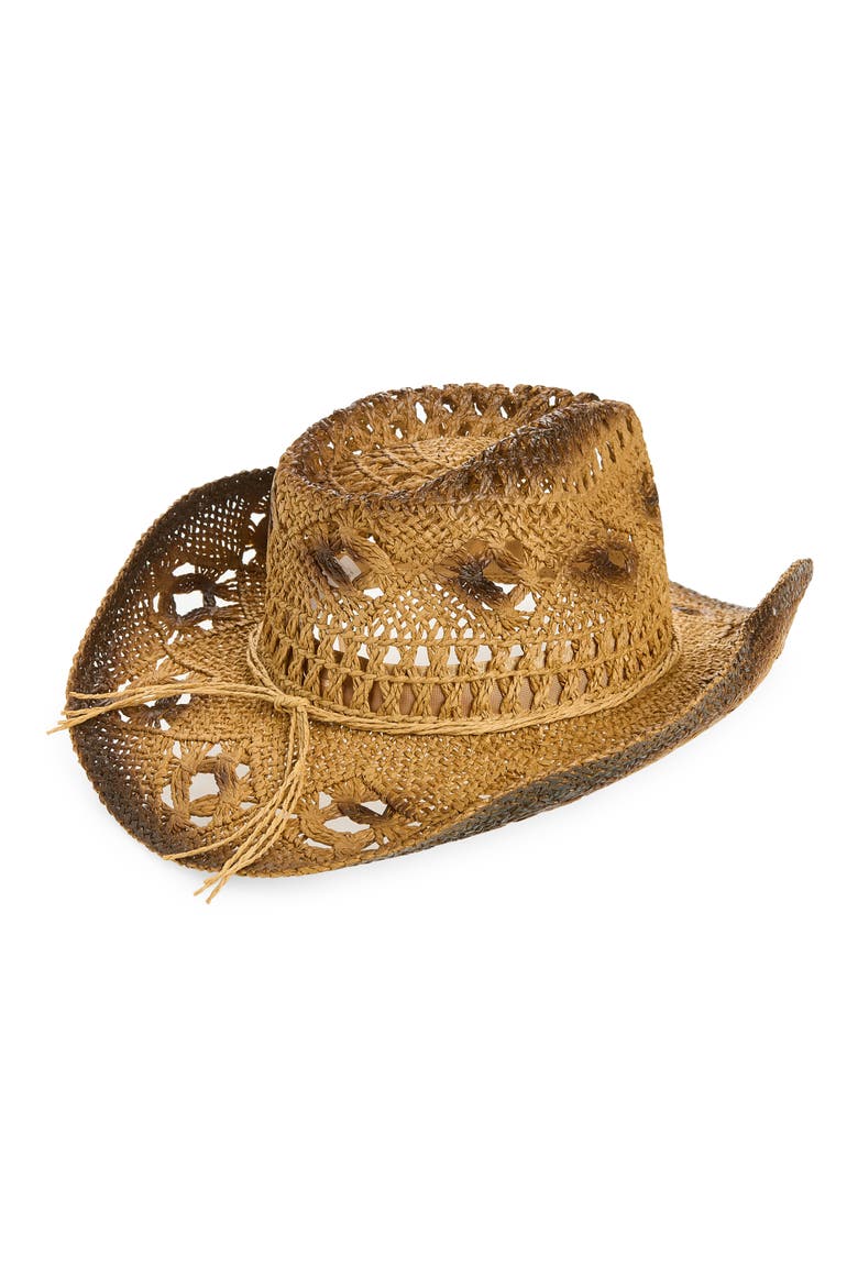 Rustic Straw Cowboy Hat, Alternate, color, DARK NATURAL