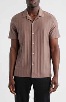 Reiss Sampson Textured Stripe Camp Shirt