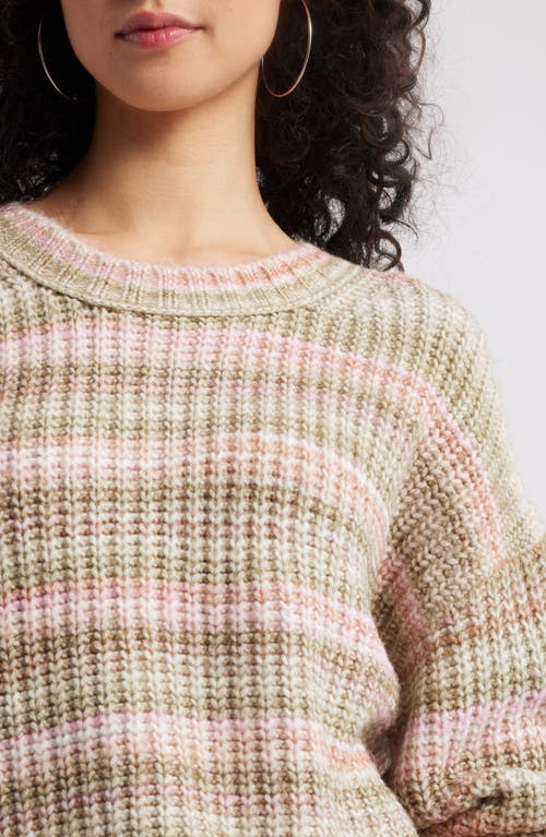 Bp. Space Dye Oversize Sweater In Ivory Multi Marl Stripe