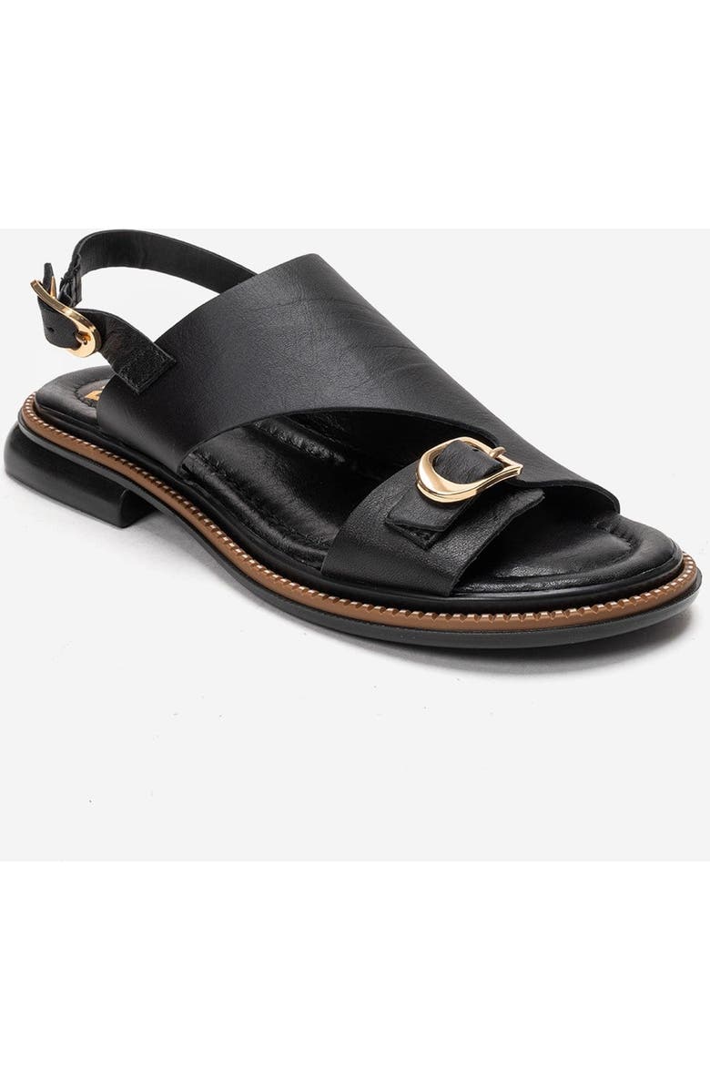 Forever & Always Shoes Cruel Leather Sandal, Alternate, color, Black