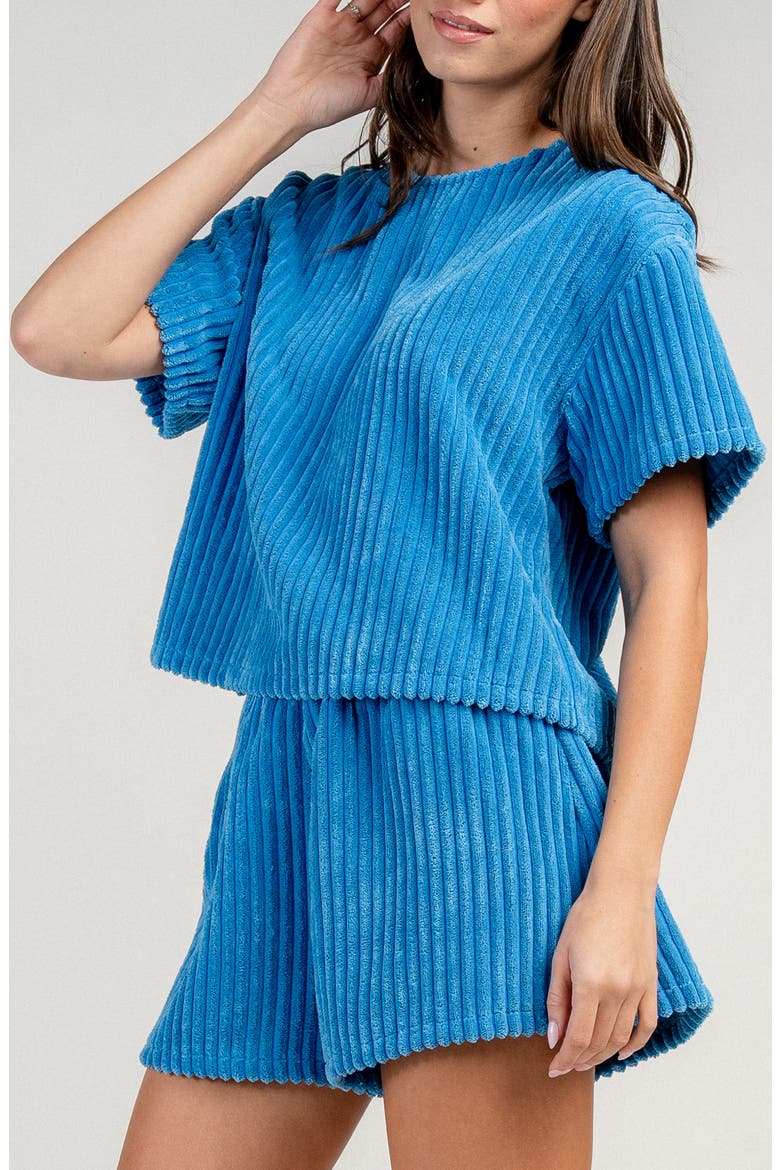 Boxy Oversized Corduroy T-shirt, Alternate, color, BLUE