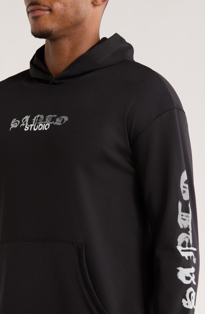 SANTO STUDIO Tempo Tonal Comfort Performance Hoodie, Alternate, color, Black