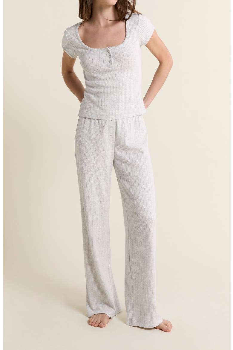 Katell Pointelle Cotton Pajama Pants, Alternate, color, GREY