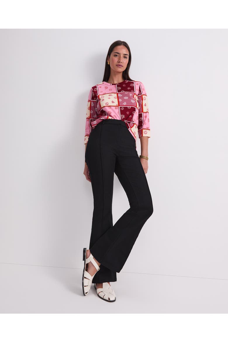 Horse Print 3/4 Sleeve Mercerized Top, Alternate, color, Pink Multi