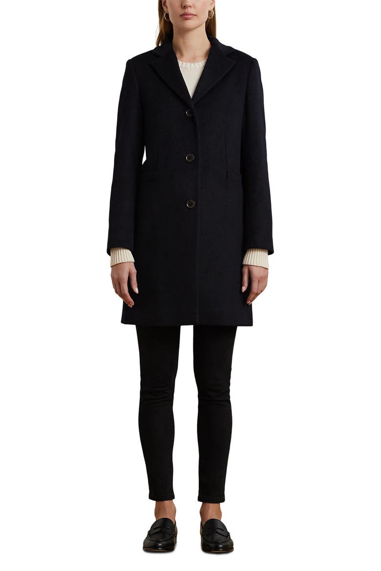 Longline Wool Blend Coat, Alternate, color, BLACK
