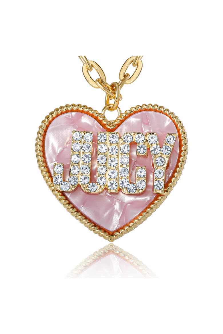 'JUICY' Heart Pendant Necklace, Gold-Tone with Pink Enamel, Alternate, color, Gold Tone, Pink