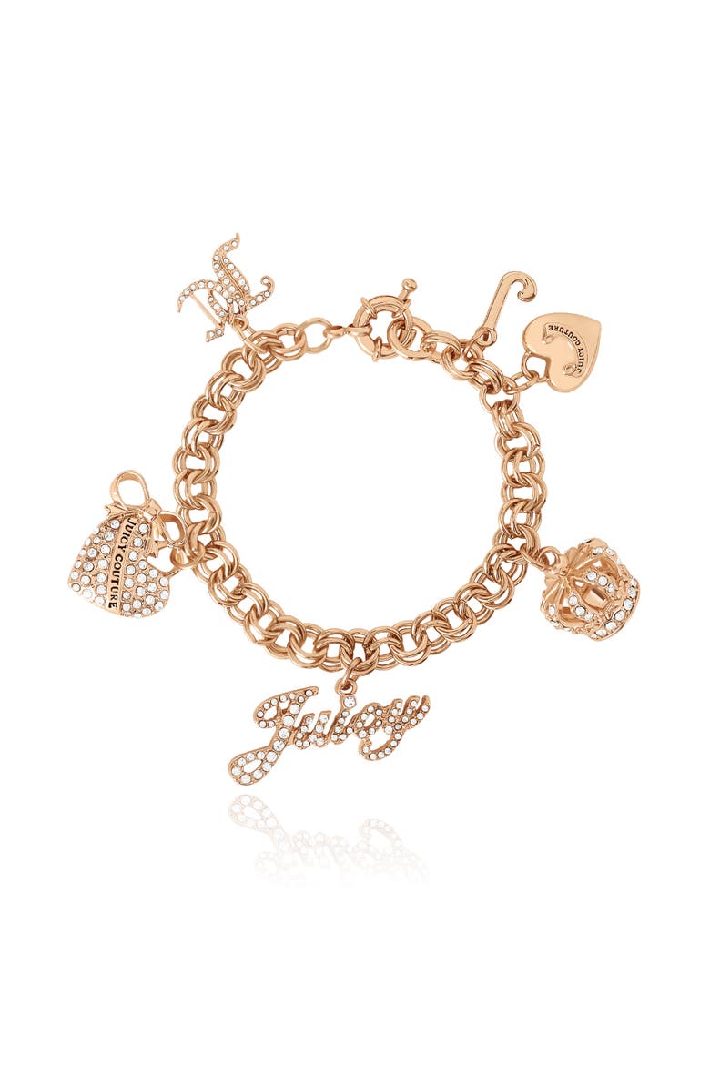 Gold-Tone Charm Bracelet with Pavé Accents, Main, color, Gold