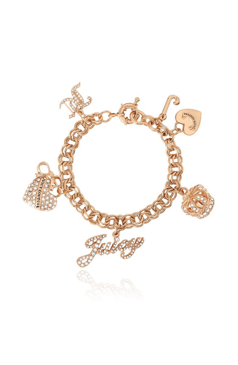 Juicy Couture Gold-Tone Charm Bracelet with Pavé Accents, Main, color, Gold