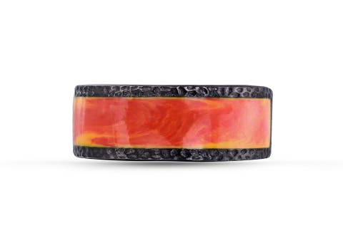 Mista Lava Sterling Silver & Enamel Band Men Ring