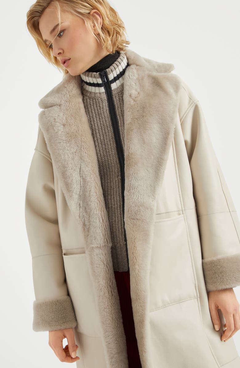Brunello Cucinelli Shearling reversible coat, Alternate, color, 