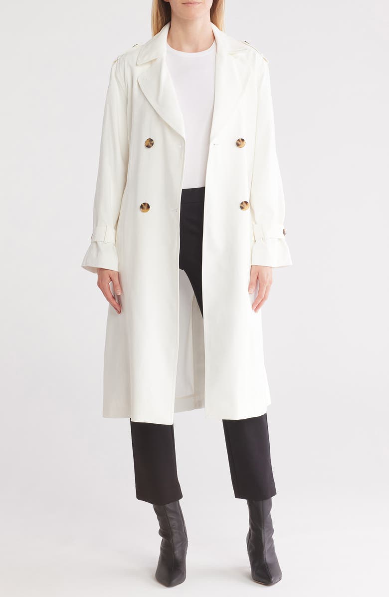 ELIE ELIE TAHARI Double Breasted Trench Coat, Main, color,