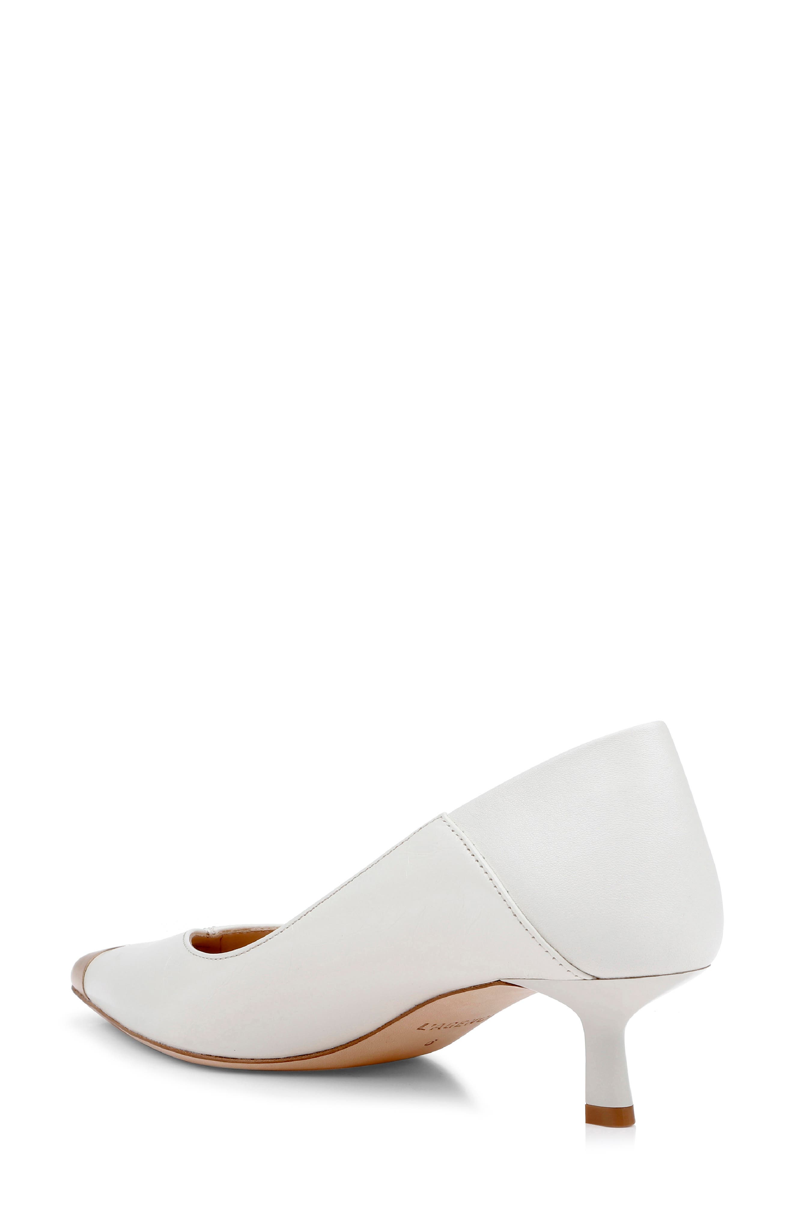 L'AGENCE Garlan Pointed Cap Toe Kitten Heel Pump, Alternate, color, Pearl