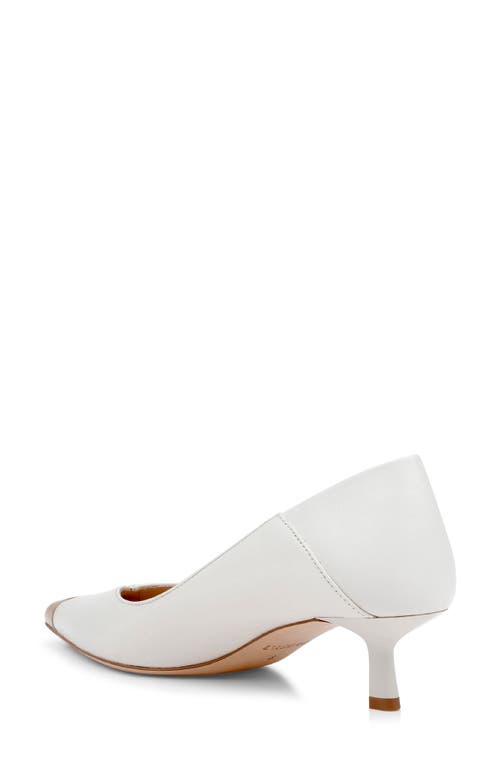 L'agence Garlan Pointed Cap Toe Kitten Heel Pump In White