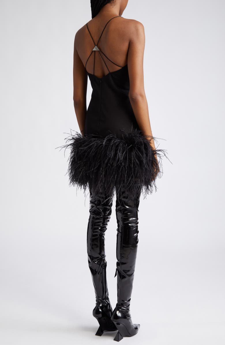 The Attico Fujiko Feather Trim Jersey Minidress, Alternate, color, 