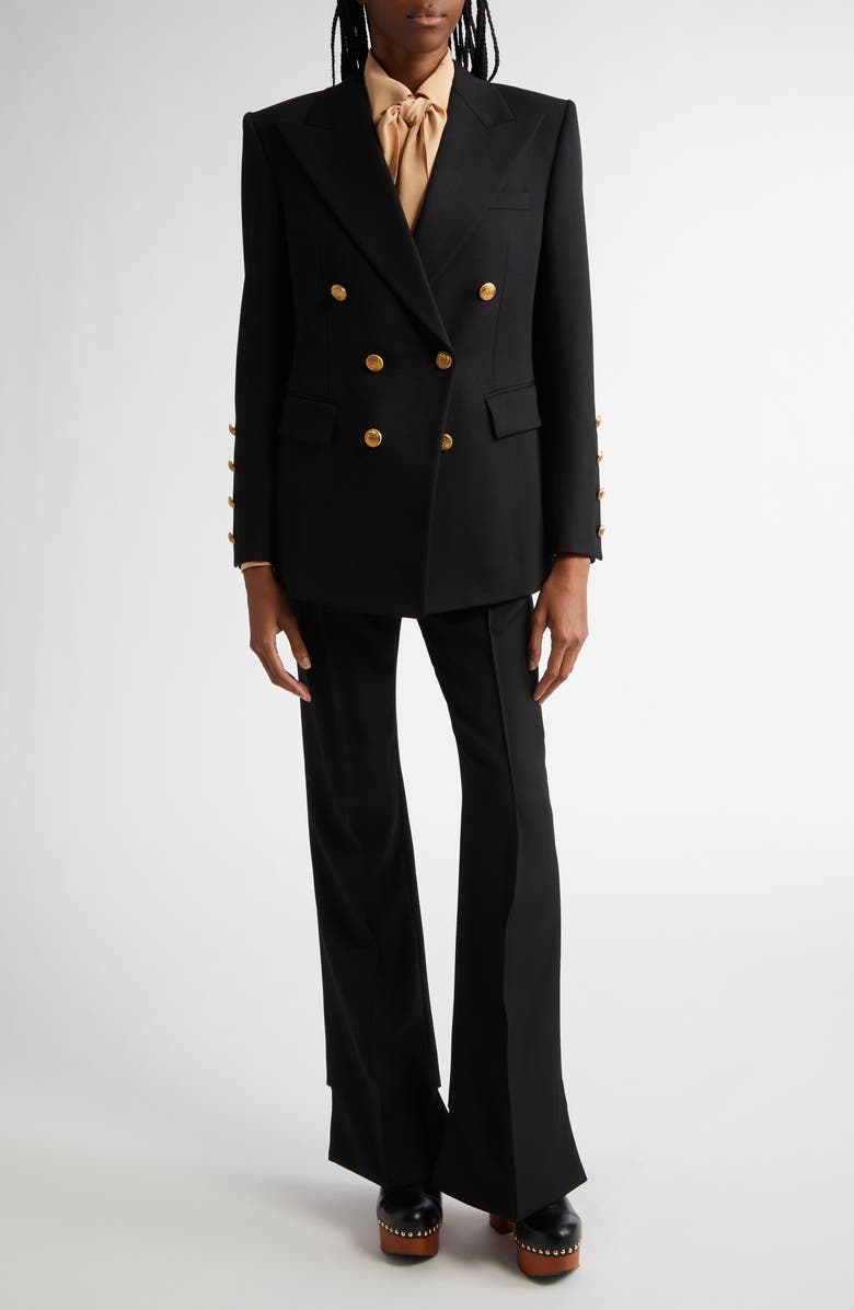 Chloé Double Breasted Stretch Wool Grain de Poudre Blazer, Alternate, color, 