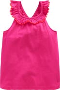 Mini Boden Kids' Ruffle Neck Cotton Top